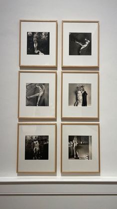 six black and white photographs hanging on the wall