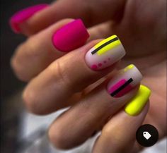 Dipped Nails Ideas Summer, Neon Nails Short, Short Neon Nails, 80s Nails, Summer Nails 2023, Sassy Nails, Nails 2023