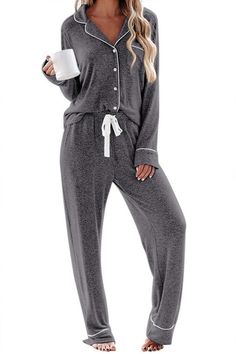 PRICES MAY VARY. Material: 95% Rayon, 5% Spandex.Soft,cozy and lightweight Ekouaer pajama set Features:Two Piece Pajama Set featuring classic and casual loungewear style.Long sleeve sleepwear top and long pajama pants set.High quality material and this sleep set with superior stitching and perfectly-lined hems. Breathable and Comfy sleepwear set Pajama Top:Long sleeve sleepwear with notch collar,button front pajamas shirt and one chest pocket design.Lightweight and Loose sleepwear.Great for slee Pijamas Women, Bridesmaid Pajama Set, Pajamas Gift, Cotton Pajama Sets, Womens Pyjama Sets, Pants Casual, Cotton Pyjamas, Pajama Set Women, Menswear Inspired