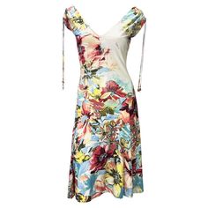 S/S 2003 Roberto Cavalli Floral Abstract Watercolor Viscose Stretch Charm Dress | From a unique collection of rare vintage Cocktail Dresses at https://www.1stdibs.com/fashion/clothing/day-dresses/cocktail-dresses/. Vintage Roberto Cavalli, Roberto Dress, Roberto Cavalli Dress, Cavalli Dress, Silk Evening Gown, Long Gown Dress, Silk Shirt Dress, Floral Abstract, Runway Dresses