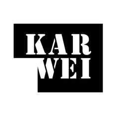 the words kar weel are black and white