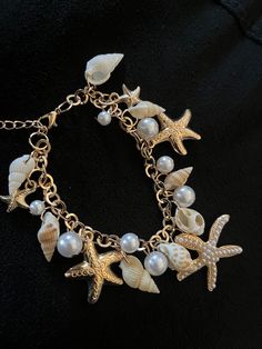 zinc alloy metal brand new bracelet will fit a wrist from6 inch to 9 inch long bracelet is 9 inch total with extender  womens  chunky gold tone bracelet  big Chunky Charm Bracelet, Long Bracelet, Seashell Bracelet, Summer Beach Jewelry, Beach Bracelet, Chunky Bracelet, Beach Bracelets, Chunky Bracelets, Dream Jewelry