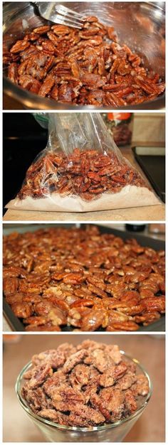 the process of making homemade pecans is shown