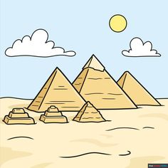 How to Draw the Pyramids of Giza New Drawing Ideas, Great Pyramids Of Giza, Aztec Pyramids, How To Draw 3d, The Pyramids Of Giza, Draw 3d, Pyramids Egypt, Step Pyramid, Great Pyramid Of Giza