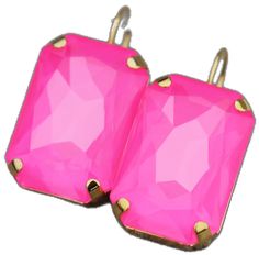 Rectangular Crystal Earrings For Party, Crystal Drop, Rhinestone Earrings, Crystal Rhinestone, New Color, Hot Pink, Dangle Drop Earrings, Neon, Drop Earrings