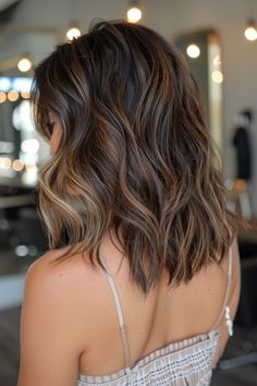 40 Stunning Shoulder Length Hairstyles to Inspire Your Next Cut Dimensional Brunette Shoulder Length, Long Bob Hairstyles For Wavy Hair, Mid Length Hair Balayage Brunettes, Low Maintenance Mom Hair, Brown Hair Colors Short Shoulder Length, Shoulder Length Low Maintenance Haircut, Balayage Medium Length Hair Brunettes, Balayage For Dark Brown Hair Shoulder Length, Brunette Hair With Warm Highlights