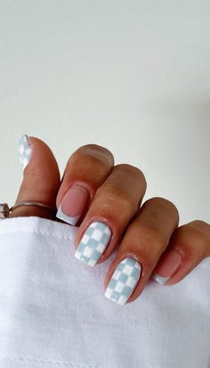 Nail Art For Girls, Checkered Nails, Spring Acrylic Nails, Cute Simple Nails, Simple Gel Nails, Summery Nails, Her Nails, Really Cute Nails