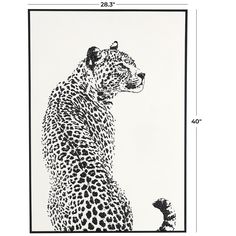 a black and white drawing of a cheetah sitting on top of a tree