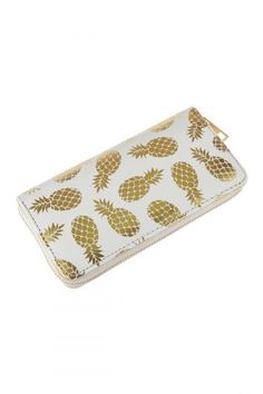 Foil Design, White Wallet, Pandora Disney, Gold Pineapple, Perfume Making, Masks Masquerade, Pineapple Print, Functional Accessories, Zipper Wallet