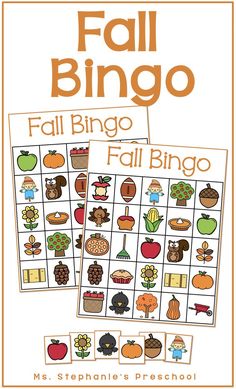 Fall Bingo - Preschool Classroom Fall Block Center Preschool, Preschool Bingo, Block Center Preschool, Fall Writing Activities, Fall Bingo, Learning Vocabulary, Bingo For Kids, Preschool Fall