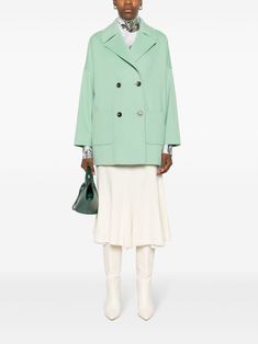 Find ALBERTO BIANI Double-breasted Virgin Wool Coat on Editorialist. mint green virgin wool felted finish notched lapels double-breasted button fastening long sleeves two front patch pockets straight hem Spring Wool Coat With Button Closure, Spring Wool Blazer With Button Closure, Spring Wool Coat With Button Closure And Lapel Collar, Green Double-breasted Outerwear With Double Button Closure, Spring Wool Coat With Lapel Collar And Single Breasted, Spring Wool Coat With Double Button And Lapel Collar, Chic Green Single-breasted Outerwear, Green Long Sleeve Wool Coat For Spring, Spring Double-breasted Wool Coat With Buttons