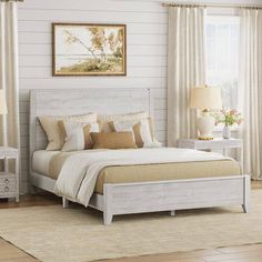 Transform your bedroom into a cozy haven with our classic American Country Distressed Style Solid Wood Bed Frame with Headboard. This mattress foundation is a true mid-century wooden bed frame, with a sturdy headboard with an acorn finish that will easily complement any decor. This platform bed is built with a solid wood frame to support you and your mattress comfortably - no box spring is necessary. The 14 in. platform has closely spaced wooden slats for extra stability to uphold and extend the Distressed Headboard, Rustic Bed, Rustic Bed Frame, King Size Platform Bed, White Bed Frame, Rustic Headboard, Queen Size Platform Bed, Full Bed Frame