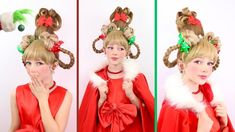 How To Get The Perfect Cindy Lou Who Hairstyle For Christmas 2023! Cindylouwho Hair, Diy Cindy Lou Who Costume Adult, Cindy Lou Who Hairstyle Diy, Hairstyle For Christmas, Cindy Lu, Cindy Lou Who Costume, Lus Hair, Parade Ideas, Cindy Lou Who