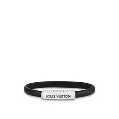 LOUIS VUITTON® - Clip It Bracelet - Black Elegant Black Leather Jubilee Bracelet, Elegant Black Leather Bracelet With Jubilee Design, Luxury Adjustable Black Wristband, Designer Adjustable Black Bracelets, Black Adjustable Designer Bracelets, Modern Black Bracelets, Luxury Black Leather Bangle Bracelet, Designer Black Leather Bracelet, Modern Black Leather Bangle Bracelet