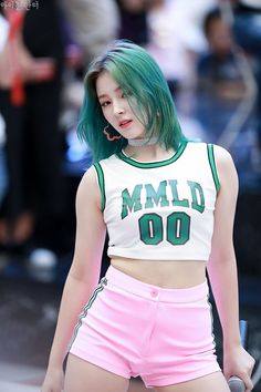 She’s to much for this world | MOMOLAND | Nancy Nancy Korean, Korean Actresses, Fashion Hair, Green Hair, Business Fashion