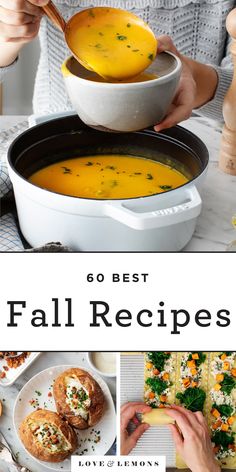 a collage of photos with the words go best fall recipes