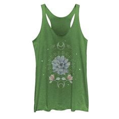 Let your casual style radiate good vibes with this juniors' graphic tank top. Scoopneck SleevelessFABRIC & CARE Cotton, polyester Machine wash Imported Let your casual style radiate good vibes with this juniors' graphic tank top. Unbranded Let your casual style radiate good vibes with this juniors' graphic tank top. Size: Medium. Color: Green. Gender: female. Age Group: kids. Pattern: floral. Material: Cotton / Poly. Moon Flowers, Flowers Graphic, Flower Moon, Floral Moon, Kids Pattern, Floral Tank Top, Floral Tank, Junior Outfits, Red And Grey