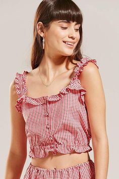 Lykke Wullf Barbarella Gingham Cropped Top Lykke Wullf, Fancy Tops, Preppy Outfits, Cropped Top, Women's Tops