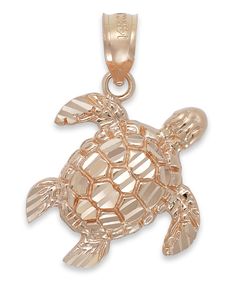 Deep sea chic. This turtle charm flaunts diamond-cut detailing set in 14k rose gold. Approximate diameter: 3/4 inch. Macy's Rose Gold Jewelry As Gift, Macy's Rose Gold Jewelry Gift, Macy's Rose Gold Jewelry For Gifts, Turtle Table, 14k Rose Gold Jewelry, Turtle Charm, Themed Jewelry, Rose Gold Jewelry, Table Number