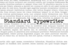 the words standard typewriter are in black and white