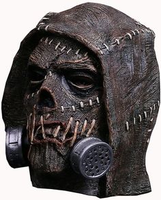 a mask with a gas mask on it's face