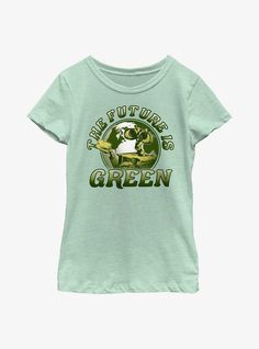 60% Cotton  40% PolyesterWash cold; dry lowImportedListed in youth sizes Green Crew Neck Tops For Earth Day, Green Casual Tops For Earth Day, Bunny Logo, Wall E, Girls T Shirt, Disney Pixar, Logo Embroidered, Girls Tshirts, Dad Hats