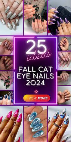 Discover creative fall cat eye nails 2024 with ideas autumn that incorporate trendy brown and green tones. Polish and gel options in these colors create a warm and inviting look. 2024 almond designs offer a chic and modern appearance, perfect for showcasing your personal style. Whether you prefer art or simple designs, these nails are perfect for adding a touch of glamour to your autumn look. Cats Eye Almond Nails, Cats Eye Nails Design Fall, Fall Nail Colors Cat Eye, Fall Cateye Nails Designs, Fall Nail Designs Cat Eye, Fall Cats Eye Nails, Neutral Cats Eye Nails, Cats Eye Nails Design Ideas Fall, Cat Eye Manicure Ideas