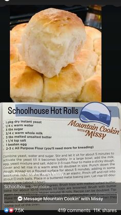 the recipe for this hot roll is shown here