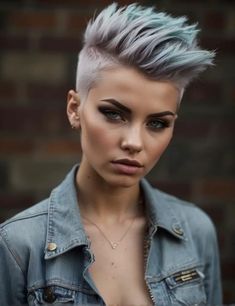 37 Creative Shaved Pixie Cut Ideas For Women Pixie Cut Shaved Sides, Shaved Pixie Cut, Short Punk Hair, Shaved Pixie, Curly Pixie Hairstyles, Shaved Hair Cuts, Short White Hair, Short Shaved Hairstyles