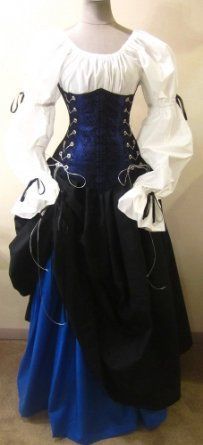 Amazon.com: Buccaneer Pirate Under-bust Corset Set (L/XL, Royal Blue): Clothing Under Bust Corset, Medieval Clothes, Medieval Costume, Fantasy Fashion, Corsets