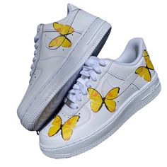 Brand New Custom Sneakers Each pair is unique Worldwide shipping Transforming ordinary into UNIQUE Before you purchase, please make sure that you choose your correct size! Nike Custom Sneakers For Spring Streetwear, Nike Custom Sneakers For Spring, Yellow Butterfly, Custom Sneakers, You Choose, Make Sure, High Top Sneakers, Nike, Brand New