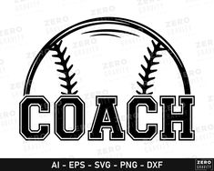 the word coach with a baseball ball inside it