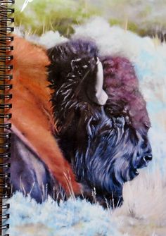 two bisons in the snow spiral notebook