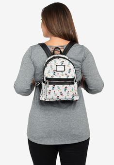 Backpack features an all over print of Disney's famous friend group featuring Mickey, Minnie, Daisy, and Donald alongside their signatures printed on front Disney Prices, Backpack Handbag, Disney Shop, Friend Group, Mickey Mouse And Friends, Disney Merchandise, Swimsuits For All, Signature Print, Mickey Minnie