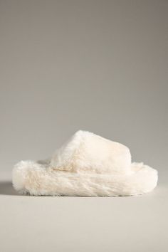 Polyester upper, insole Rubber sole Slip-on styling Imported | Fuzzy Platform Slippers by Maeve in Beige, Women's, Size: 10/11, Polyester/Rubber at Anthropologie Beige Mules, Spa Slippers, Anthropologie Uk, Platform Mules, Platform Slippers, House Slippers, Mule Clogs, Platform Shoes, Mules Shoes