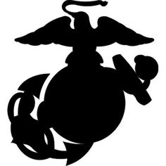 the us marine service emblem is shown in black and white, with an eagle on top