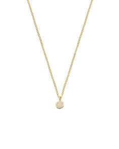 This delicate necklace has a mini hexagon pendant on a cascading chain, creating a floating effective on the neckline. A best seller and a great addition to your minimalist collection, this necklace can be worn two ways: pearl on one side and solid gold on the other. This 14K gold necklace makes a wonderful gift for yourself and others. Details: Dimensions: 16 in chain length, .25in width of hexagon Sterling Silver plated in 14K Gold Nickel free Made in New York City Made by Sophie Blake, her pa Hexagon Pendant, Hexagon Necklace, 14k Gold Necklace, Delicate Necklace, Gold Pearl, Chain Lengths, Chain Length, Solid Gold, Silver Plated