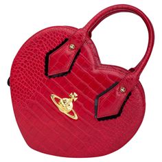 COLOR: Red MATERIAL: Leather MEASURES: H 9” x L 5.11” x D 3.5” DROP: 5.5” CONDITION: Very good - faint hairline scratches form handling. Minimal signs of wear. Triangle Fabric, Heart Handbag, Midi Silk Dress, Heart Top, Vivienne Westwood, For Sale, Red