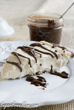 a piece of cake sitting on top of a white plate