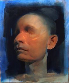 a painting of a man's face with his eyes closed