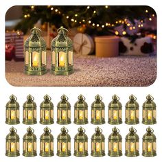 12 pack battery powered lantern with timers for christmas tree ornament - green