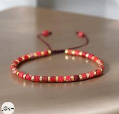 Natural stone beaded bracelet red jasper bracelet handmade adjustable bracelet 4mm