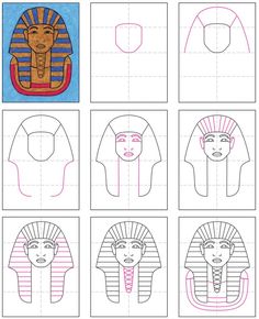 how to draw an egyptian mask step by step instructions for kids and beginners with pictures