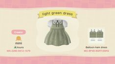 an animal crossing character is wearing a green dress