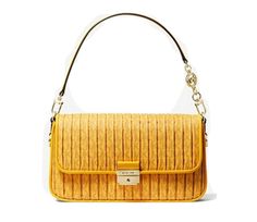 ⚛️100% Authentic Guarantee ⚛️ 👜Michael Kors - Bradshaw Small Woven Logo and Leather Shoulder Bag 🍒Color : Jasmine Yllw 🎁Condition is New with Tags 🌷Size: 10.75”W X 5.88”H X 2.75”D 🏆Gold-tone hardware 🌿DESIGN This rendition of our beloved Bradshaw shoulder bag is printed with our Signature initials and defined by a pleated finish. Its refined silhouette opens to a compact interior and includes an interchangeable crossbody strap for hands-free wear. Wear it to lend an air of downtown cool to Womens Designer Handbags, Bags Logo, Crossbody Strap, Hands Free, Luxury Bags, Leather Shoulder Bag, Convertible, Bags Handbags, Dust Bag