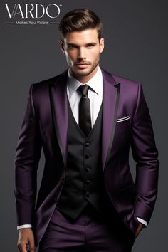 >>ORIGINAL ARTWORK AND CONTENT, PLEASE DO NOT COPY<< Men Suits, Suits For Man, Men's Elite Purple Tuxedo Suit, Sophisticated Wedding Attire, Formal Attire, Formal Attire. Classic and Stylish Formal Wear for Men piece Wedding Suit, Double Breasted, Formal Fashion Slim Fit Suit. Description: Elevate your style with our Men's Purple Tuxedo Suit, a fusion of timeless sophistication and modern flair. Perfect for weddings, galas, or any special occasion where you want to stand out. Crafted with precision, this suit exudes confidence and complements your unique taste. 🔍 Key Features: ✨ Impeccable Tailoring: Precision-cut for a sharp, tailored fit. ✨ Luxurious Fabric: High-quality material for comfort and durability. ✨ Striking Purple Hue: Makes a bold fashion statement. 💼 Versatile Occasion Wea Wedding Attire Formal, Purple Prom Suit, Grad Suits, Wedding Suit Groomsmen, Suit Groomsmen, Prom Suit, Purple Vests, Suits Prom