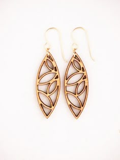 Gourd Earrings, Leaves Earrings, 3d Laser, Wood Jewellery