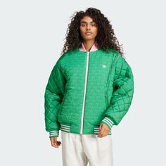 adidas Shop the 70s Reversible Oversized Bomber Jacket - Green at adidas.com/us! See all the styles and colors of 70s Reversible Oversized Bomber Jacket - Green at the official adidas online shop. Retro Spring Varsity Jacket For Streetwear, Sporty Oversized Varsity Jacket For Spring, Adidas Green Track Jacket For Spring, Green Adidas Winter Track Jacket, Winter Adidas Green Track Jacket, Adidas Green Winter Track Jacket, Adidas Green Outerwear For Streetwear, Trendy Winter Track Jacket For College, Adidas Urban Spring Track Jacket