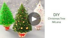 three small christmas trees in different colors and sizes, with the text diy christmas tree millena