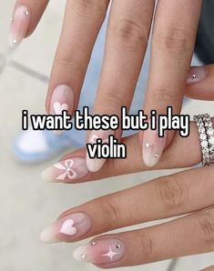 someone with pink and white nail polish is saying i want these but i play violin